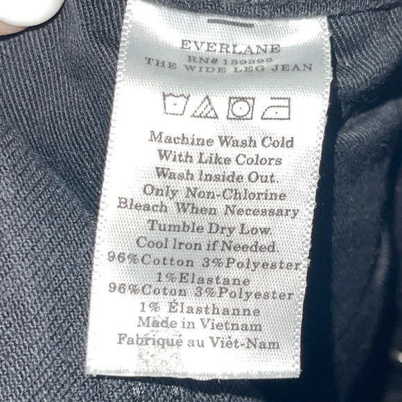 EVERLANE Black Button Fly High Rise Wide Leg Jeans Size 24 - Picture 9 of 9